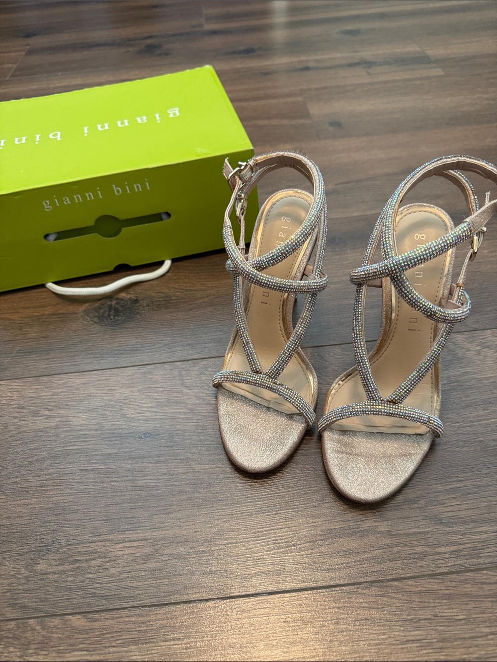 Gianni Bini Juniaa Rose Gold Rhinestone Heels 7